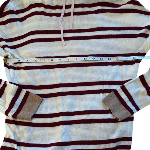 LOFT Lou & Gray Maroon Cream Striped Mock Neck Lightweight Sweater - Small - Picture 9 of 11